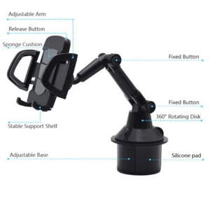Universal Car Cell Phone Cup Holder Mount Adjustable Stand Cradle For iPhone GPS - Picture 1 of 8