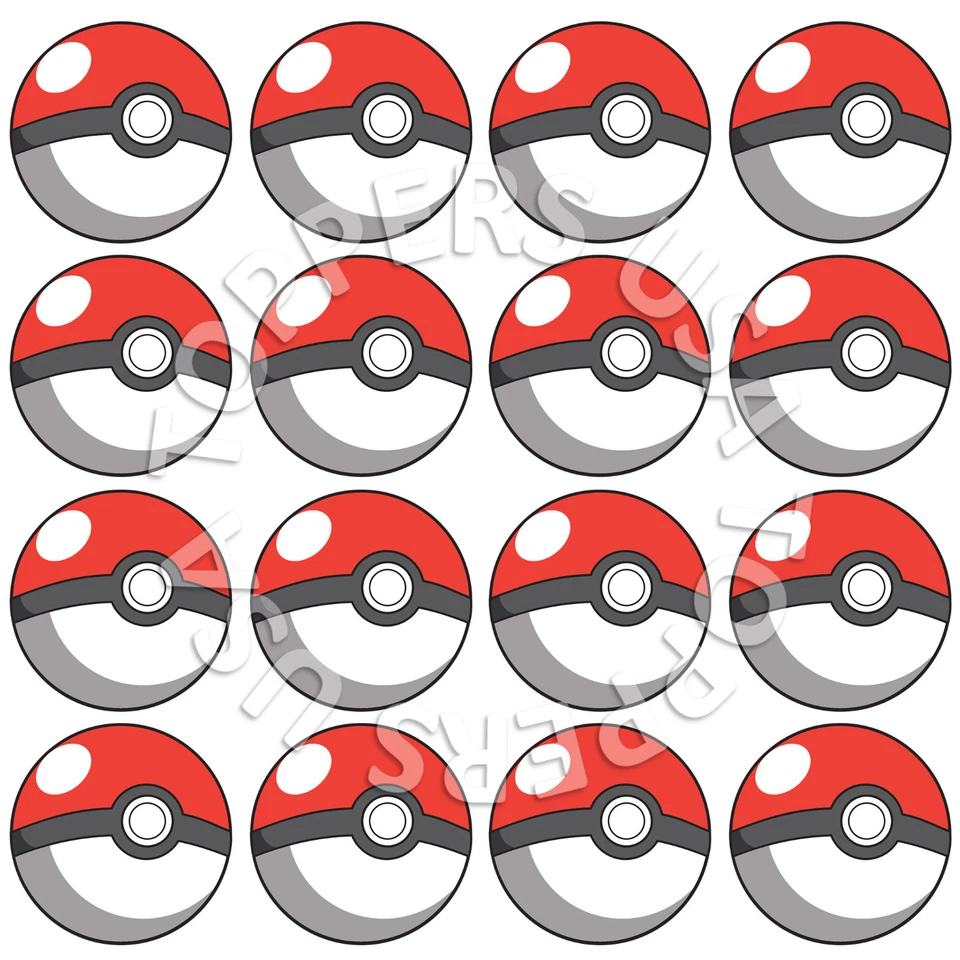 16x COMESTIBLES Pokemon Pokeballs Cumpleaños Cupcake Toppers Oblea Papel 4 cm (sin cortar) Foto 1 de 1