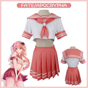 Fate Apocrypha FGO Astolfo Cosplay Costume Pink Sailor Suit JK Uniform Full Set