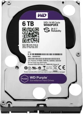 WD Purple 6 TB Surveillance Internal Hard Drive 3.5 " WD60PURX - Image 1 of 4