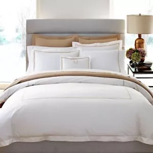 $248 MATOUK ESSEX SIERRA HOTEL PERCALE QUEEN DUVET COVER CHAMPAGNE EMBROIDERED - Picture 1 of 8