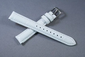 16mm White 100% Genuine Leather Watch Band,Strap,Interchangeable,Quick Release - Picture 1 of 11