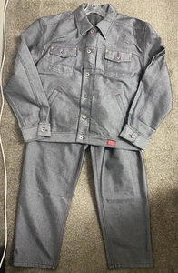 Vintage Guess Jeans Jacket Large & Pants W36 L32 Black Silver Denim 90 s Trucker - Picture 1 of 15