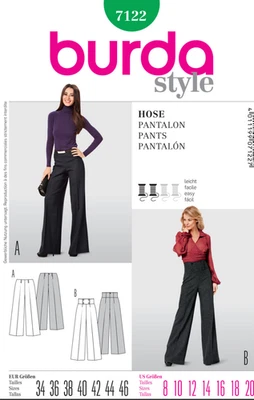 Pantalones estilo pantalón pierna ancha patrón burda 7122 Misses (tallas 8-20) UC FF RAROS Foto 1 de 4
