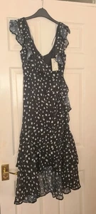 River Island Black Chiffon Dress (8) Bew £55 - Picture 1 of 2
