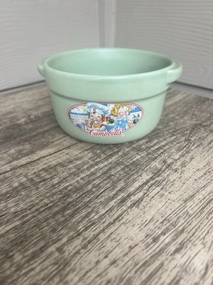 Tigela de sopa colecionável vintage 2006 Campbells Kids por Houston Harvest verde jade  - Imagem 1 de 4