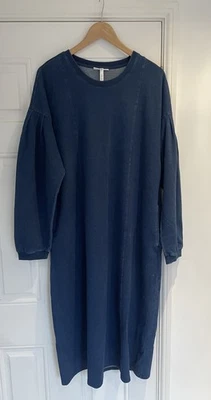 Thought Women's Midi Dress UK 18 Navy Blue Cotton Dress Side Pockets VGC - Image 1 of 4
