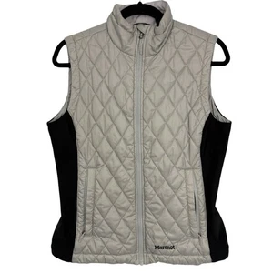 Chaleco acolchado acolchado Marmot para mujer talla mediana cremallera completa elástico lateral gris - Imagen 1 de 15