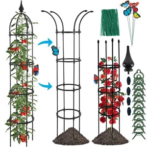 Garden Obelisk Trellis for Climbing Plants Outdoor, 6.6ft Tall Rustproof Coat... - Picture 1 of 7
