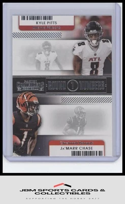 2021 Panini Contenders #RN-KPI Kyle Pitts / Ja'Marr Chase Round Numbers RC - Image 1 of 2