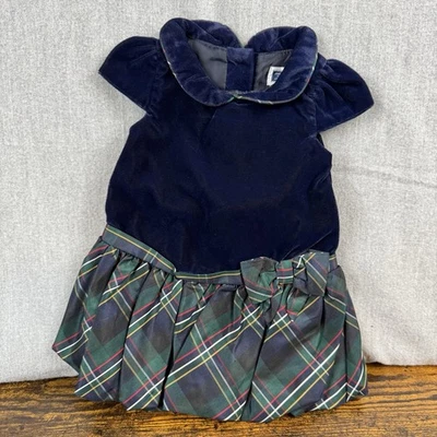 Nuevo con etiquetas Vestido Janie and Jack Talla 0 a 3 Meses Traje de Vacaciones Terciopelo Azul Foto 1 de 4