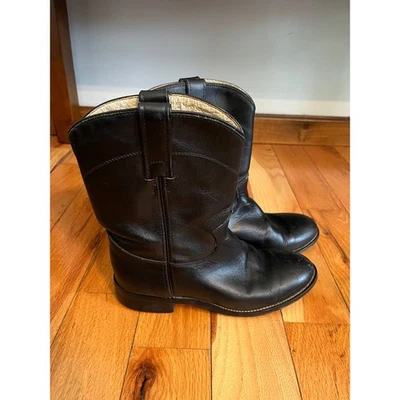 Botas de Vaquero Justin Kids Cuero Negro Roper Talla 3.5 D Western Foto 1 de 4