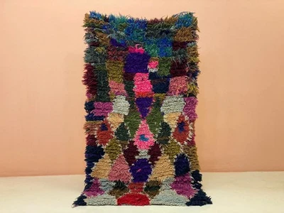 Alfombra marroquí vintage alfombra de lana artesanal auténtica bereber 3'5x6'5 pies Foto 1 de 4