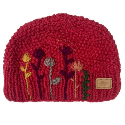 Gorro de lana tejido a mano de piel de tortuga para mujeres adultas flores bordadas Nepal Foto 1 de 4