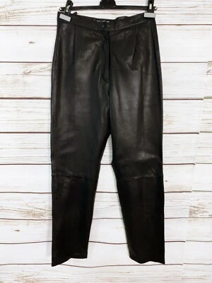 Mixit Womens Leather Pants Sz 8 Black High Rise Straight Leg 100% Leather Lined - Image 1 of 4
