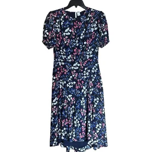 Lewit Midi Dress Womens 2 Multicolor Floral Print Silk Valentines Cocktail - Picture 1 of 7