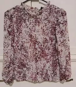 EXPRESS see through blouse pink Purple NWT Key Hole Neck Long Sleeve Ribbed - Picture 1 of 6