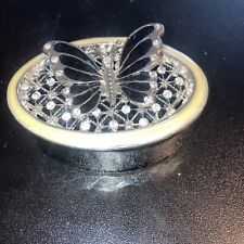Butterfly Trinket Box Black Velvet Lined Oval