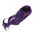 Women Long Straight Wig Blue Purple Highlight Color Hair Bangs Simulation Fa FD5