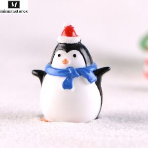 Cute Penguins Resin Animal Ornaments With Blue Scarf Home Office Decoration Gift