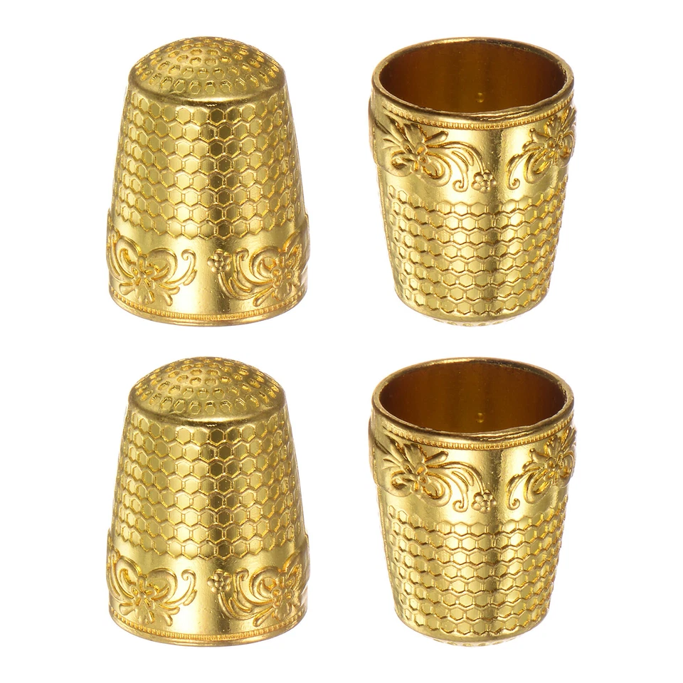 4pcs Sewing Thimble Copper Sewing Thimble Finger Protector, Golden Foto 1 de 4