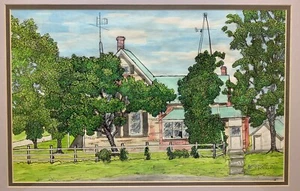 Vtg Watercolor Artist Signed Framed Country Farm Houes Architecture Art Boerger - Picture 1 of 8