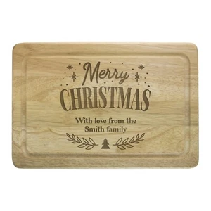 Tabla de cortar de madera grabada en Navidad personalizada para servir Navidad personalizada - Imagen 1 de 2