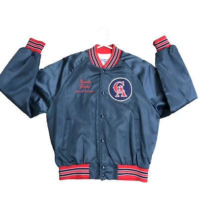 Chaqueta De Colección California Angels Satén Línea Tiza Talla Grande Little League Hombres Foto 1 de 4