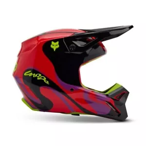 FOX RACING V1 MX MOTOCROSS HELMET EMOTION RED FLO 2025 ADULT SIZE LARGE - Picture 1 of 3