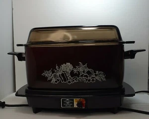 West Bend Slow Cooker Plus Crockpot Harvest Amber GlassLid Cord Casserole Trivet - Picture 1 of 12