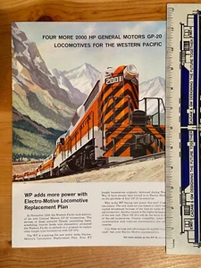 NOS Ad Proof EMD Electro Motive Locomotives Western Pacific Railroad GP-20's '60 - Picture 1 of 2