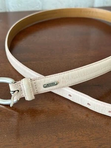 Ralph Lauren Vintage Belt Pink Croc Brass Buckle Italian Leather Size M 36” - Picture 1 of 11