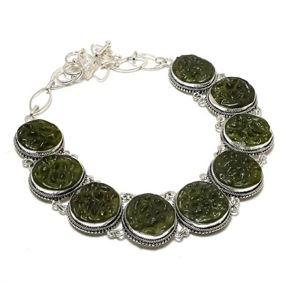 Collar de joyería de plata de ley 925 hecho a mano con piedras preciosas de moldavita regalo para mujer Foto 1 de 4
