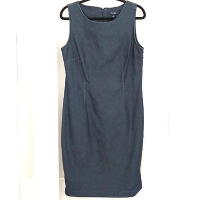 Vestido Vaina CHADWICKS of Boston Azul Oscuro Denim Algodón Sin Mangas 12 M-L Foto 1 de 4