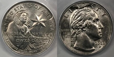 2022-P Mankiller Quarter *Mint Error Major Die Break, Retained Cud* ANACS AU50 - Image 1 of 4