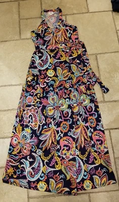 Новый Julie коричневый NYC многоцветный пейсли без рукавов надежном макси платье Sz P - Изображение 1 из 4