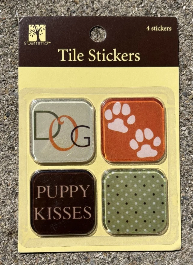 STEMMA EPOXY TILE  STICKERS DOG PUPPY PET LOVE * - Image 1 of 1