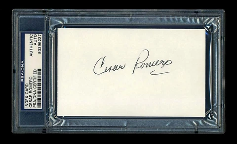 CESAR ROMERO SIGNED MINT INDEX CARD PSA/DNA SLABBED AUTOGRAPH BATMAN JOKER Cover