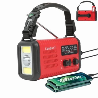 Hot Sale Portable 20000mAh Solar Flashlight Emergency NOAA AM FM Weather Radio - Image 1 of 4