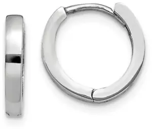8mm 10k White Gold Hinged Hoop Earrings - Picture 1 of 4
