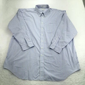 Paul Frederick Shirt Mens 20 36 Blue Gingham Check Two Ply Cotton Button Down - Picture 1 of 9