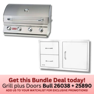 Bull Outlaw 30-Inch Built-In BBQ Grill Stainless Steel with Door/Drawer Combo LP - Image 1 of 4