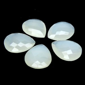CHARMING 96.60 CTS 5 PCS PEAR CUT WHITE AGATE GEMSTONE - Picture 1 of 2