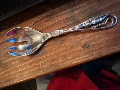 GEORG JENSEN DENMARK Sterling Silver  1919 Blossom 6" Slotted Spoon  42 No Mono - Image 1 of 3