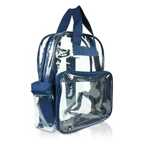 DALIX Clear Backpack School Pack See Through Bag in Navy Blue FREE SHIPPING - Picture 1 of 6