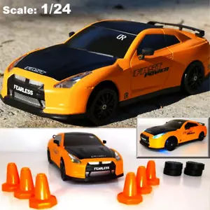 Remote Control Drift Car Simulate Nissan Drifting RC Car Roadblock Cones Kid Toy - Picture 1 of 16