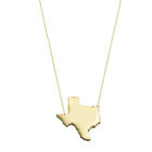 Free ENGRAVING State Charm pendant Necklace in Yellow Gold Plated Silver 