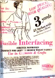 Interfaz fusible STACY FABBRIC CO_3 yardas_20" de ancho_elástica no tejida blanca nueva en paquete - Imagen 1 de 3