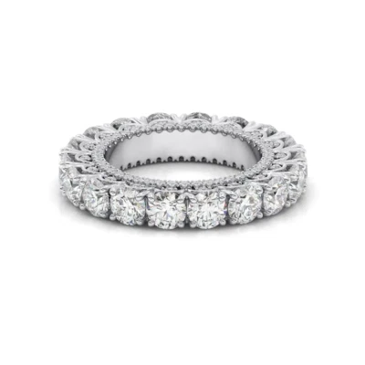 Platinum Engagement Band Round Cut 8 Ct Diamond Women Lab Created 950 E F VS - Image 1 of 4