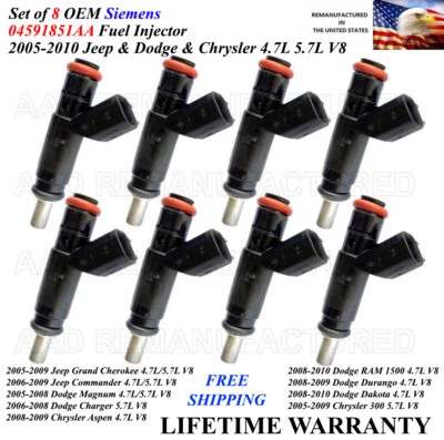 Upgrade Siemens 8x Fuel injectors For 2005-2009 Jeep Grand Cherokee 4.7L 5.7L V8 - Image 1 of 2
